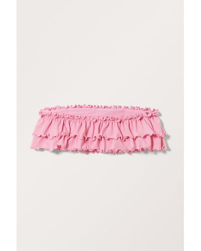 Monki Frilled Bandeau Bikini Top - Pink