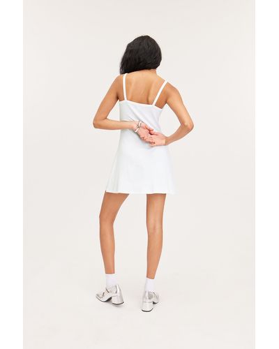 Monki Ribbed Cotton Mini Dress - White