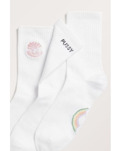 Monki 3-pack Cotton Socks - White