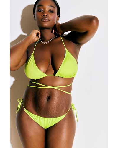 Monki Lime Green Side-tie Bikini Briefs - Yellow