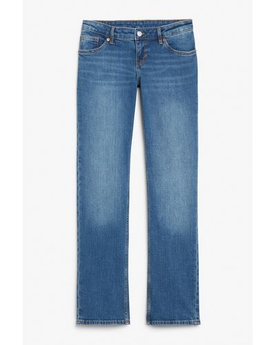 Monki Low Waist Straight Leg Medium Blue Jeans