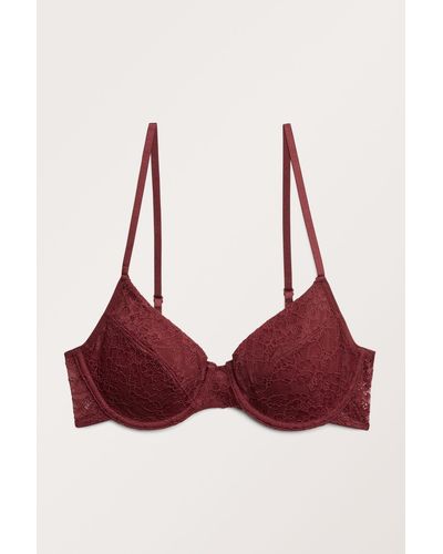 Monki Underwire Lace Bra - Red