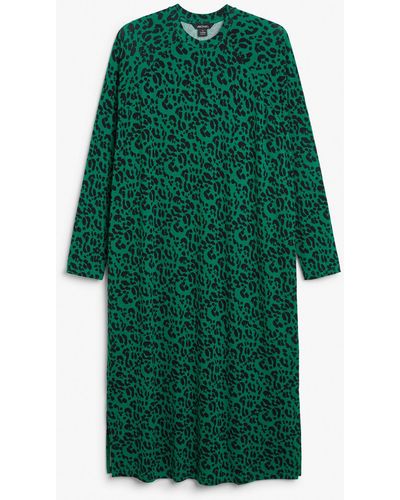 Monki Long Sleeve Jersey Dress - Green