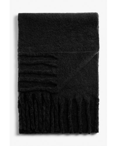 Monki Recycled Polyester Tassel Scarf - Black