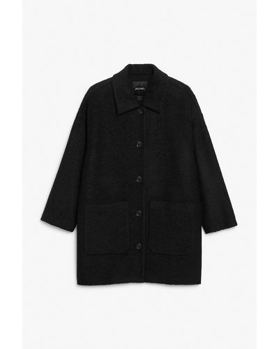 Monki Wool Blend Coat - Black