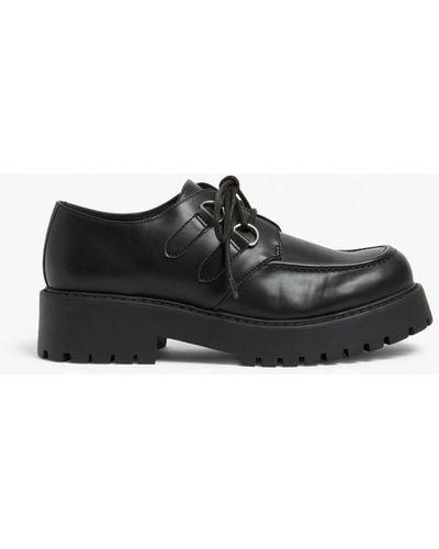 Monki Faux Leather Lace-up Loafers - Black