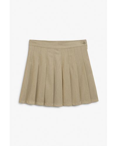 Monki Dark Beige Pleated Mini Skirt - Natural