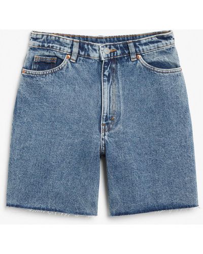 Monki High Waist Denim Shorts - Blue