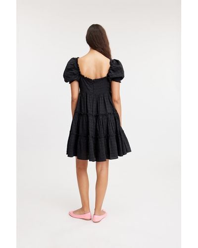 Monki Short Puffy Babydoll Dress - Black