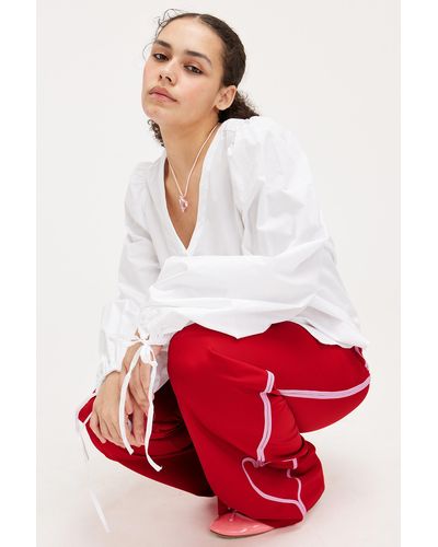Monki Blouse With Tie Cuff Details - White