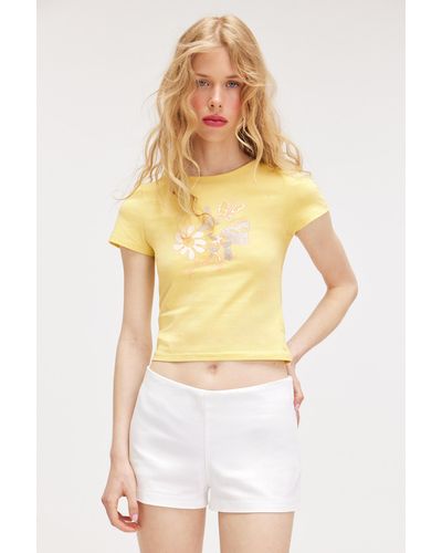 Monki Cropped T-shirt - Yellow