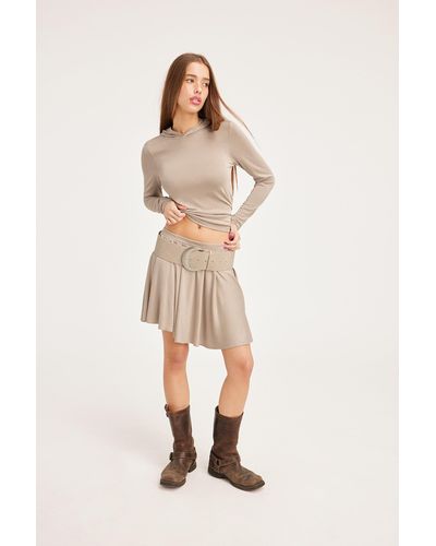 Monki Short Pique Skirt - Natural