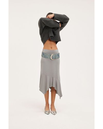 Monki Asymmetric Midi Skirt - Black