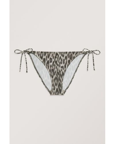 Monki Grey Leo Side-tie Bikini Briefs - Multicolour