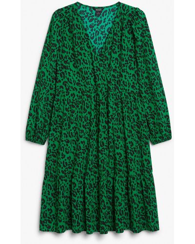 Monki Wrap Front Midi Dress - Green