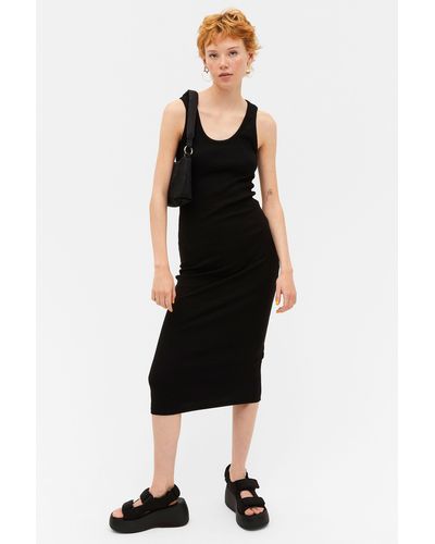Monki Black Ribbed Sleeveless Tight Maxi Dress