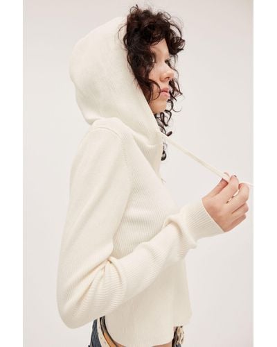 Monki Hooded Knit Cardigan - Natural