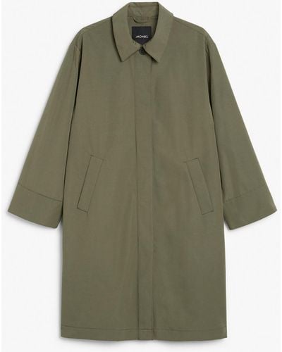 Monki Single-breasted Water-repellent Coat - Green