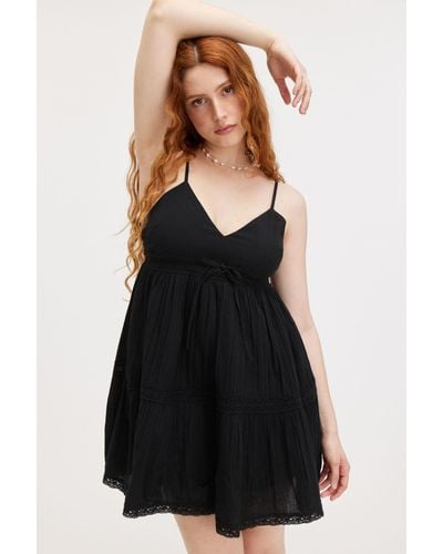 Monki Short Mini Cotton Dress - Black