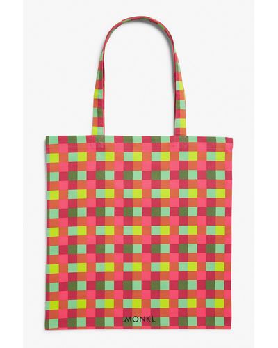 Monki Chequered Cotton Tote Bag