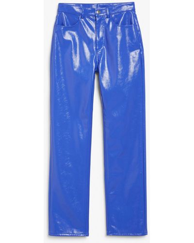 Monki Patent Trousers - Blue