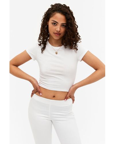 Monki White Cropped T-shirt