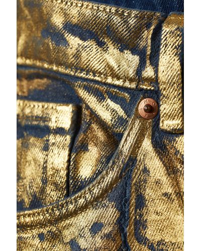 Monki Moop Mid Waist Golden Jeans - Metallic