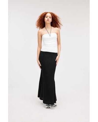 Monki Linen Blend Maxi Mermaid Skirt - Black