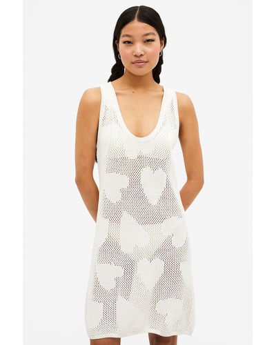 Monki Sleeveless Knitted Mini Dress - White