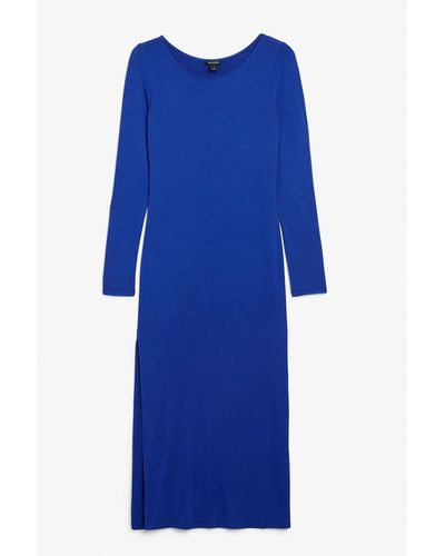 Monki Long Sleeve Bodycon Dress - Blue