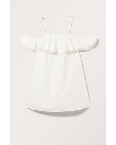 Monki Schulterfreies Mini-Babydoll-Kleid - Natur