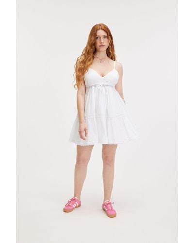 Monki Short Mini Cotton Dress - White