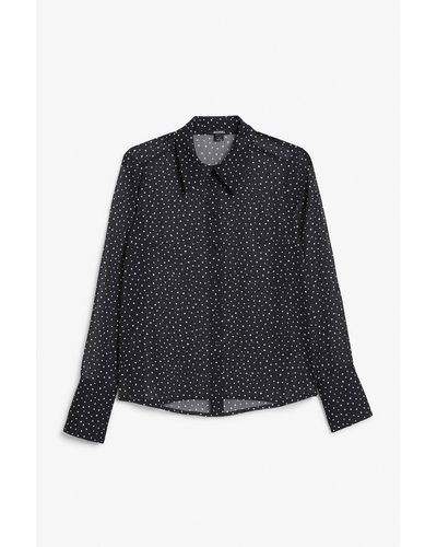 Monki Leightweight Fitted Shirt - Blue