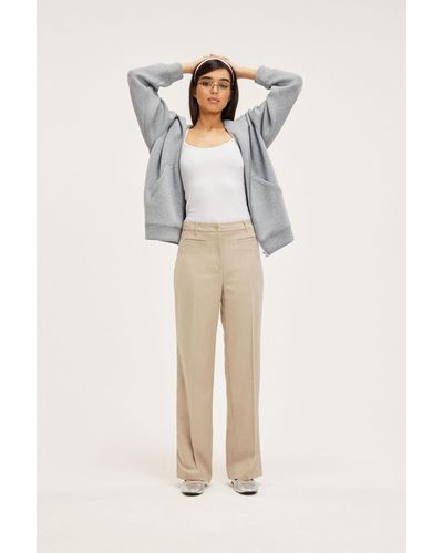 Monki High Waist Tailored Trousers Beige - Natural