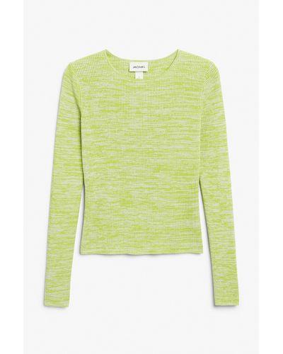 Monki Long Sleeve Rib Knit Sweater - Green