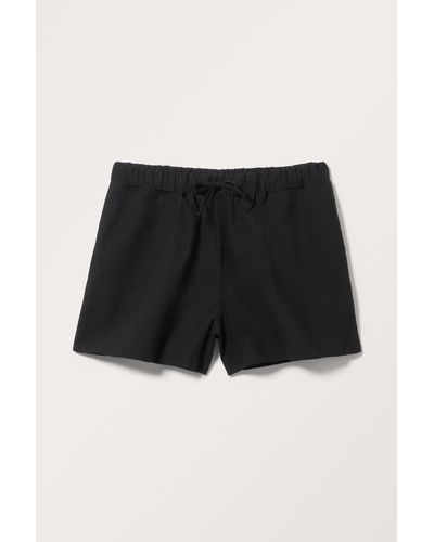 Monki Mini-Shorts Aus Leinenmischung - Schwarz