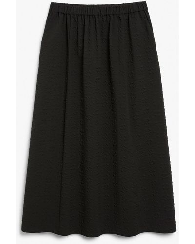 Monki Black Textured High Waist A-line Skirt