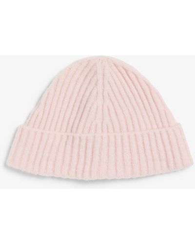 Monki Gerippte Beanie-Mütze - Pink