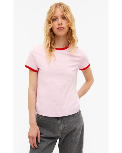 Monki T-shirt With Contrast Trim - White