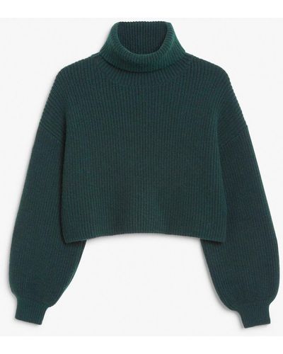 Monki Cropped Turtleneck Knit - Green