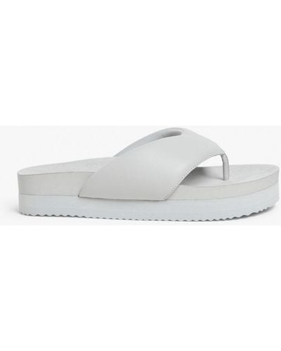 Monki Padded Toe-post Grey Flatform Sandals - White