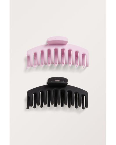 Monki Pack Of 2 Big Hair Claws - Pink