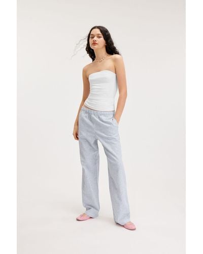 Monki Relaxed Fit Linen Blend Trousers - Grey