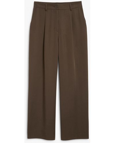 Monki High Waist Loose Fit Wide Leg Trousers - Brown