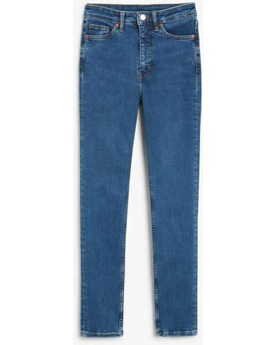Monki Jin High Waist Flex Fit Blue Jeans