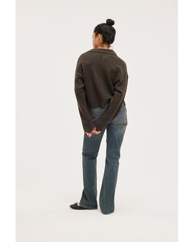 Monki Soft Knit Polo Sweater - Black
