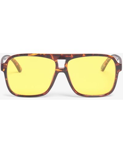 Monki Oversize-piloten-sonnenbrille braun mehrfarbig - Gelb