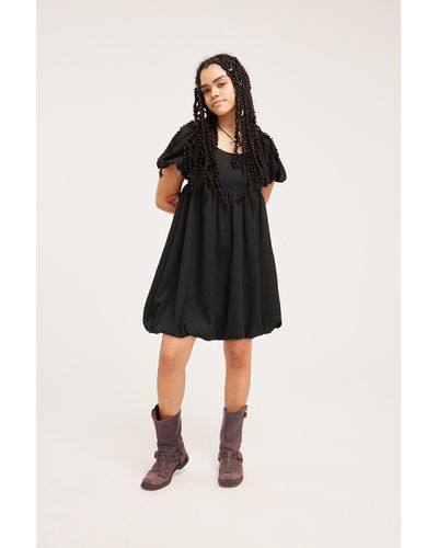 Monki Puffy Short Sleeve Dress - Black