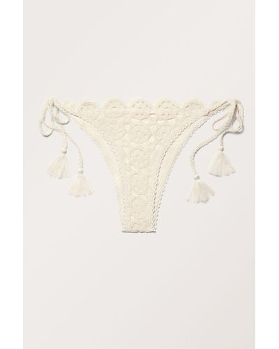 Monki Crochet Bikini Tanga Bottoms - Natural
