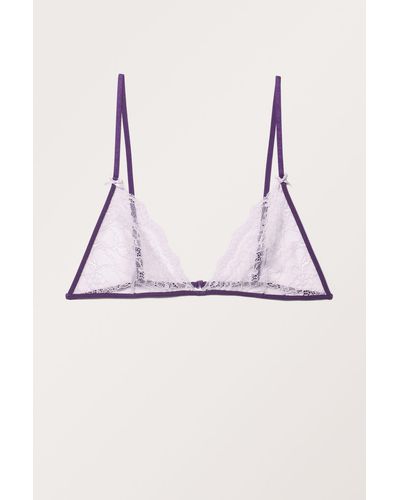 Monki Lace Contrasting Triangle Bra - Pink